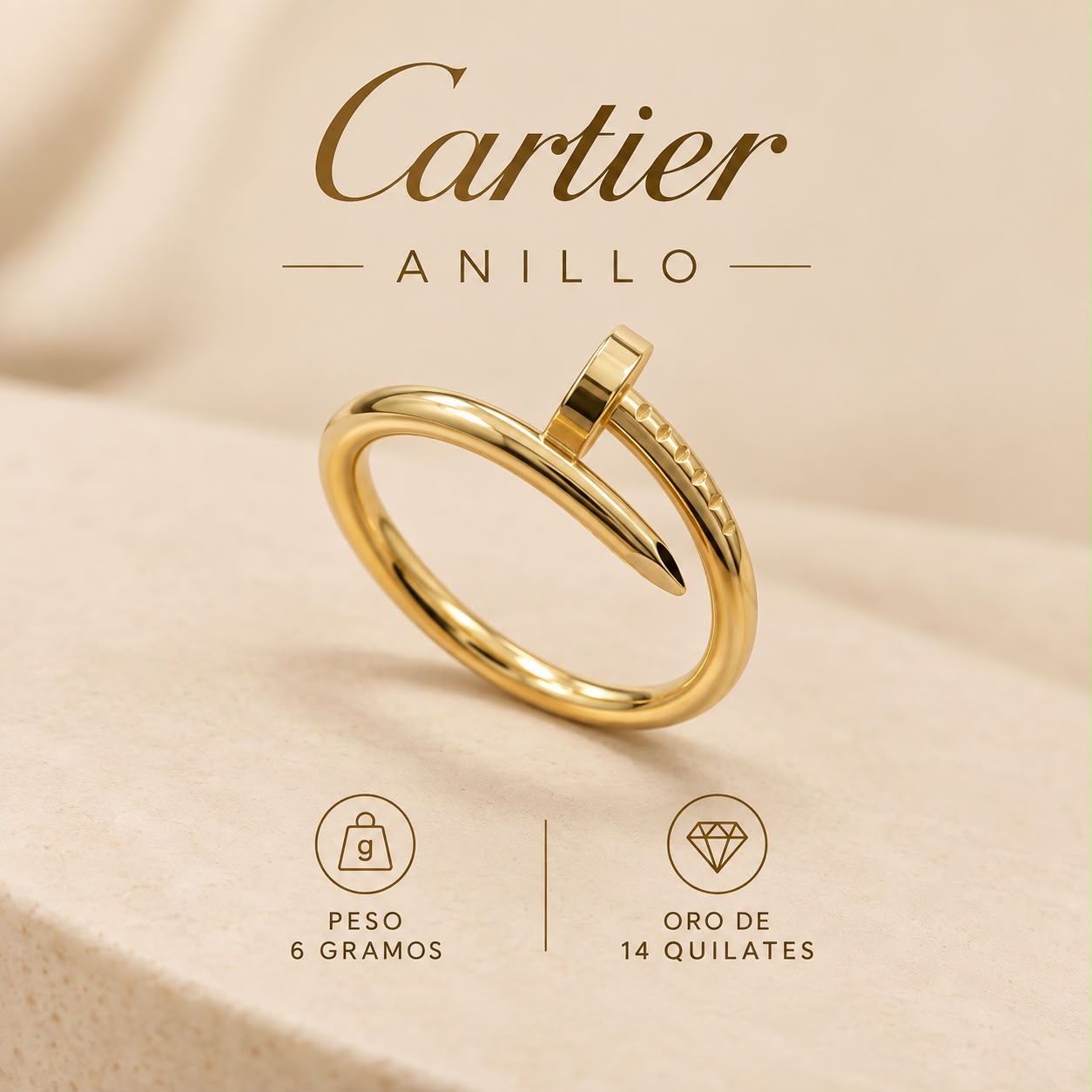 ANILLO CARTIER T8 14K 6GR